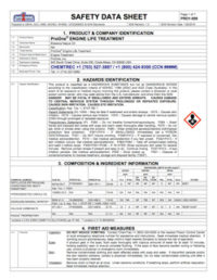 Engine Life Treatment safety data sheet